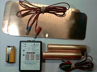MY-3 zapper with copper paddles and pads and standard output voltage.